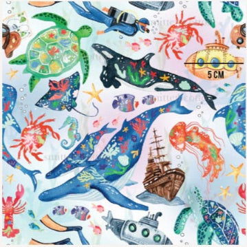 Ocean GiantsWashable Handmade Snack/Wet Bag