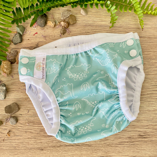 Turquoise Dino Handmade Reusable Swim Nappy