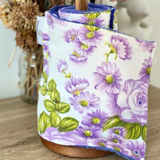 Vintage Purple Daisy Non-Paper Towel Roll | Unpaper Towels