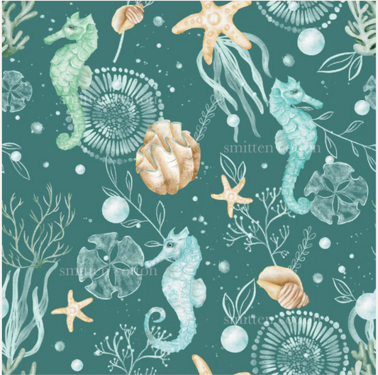 Seahorses Washable Handmade Snack/Wet Bag