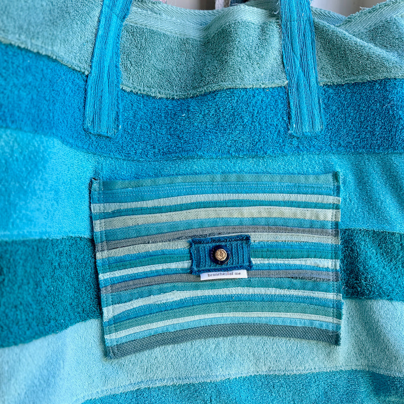 Upcycled Towelling Beach Bags ~ Aqua Blues ~