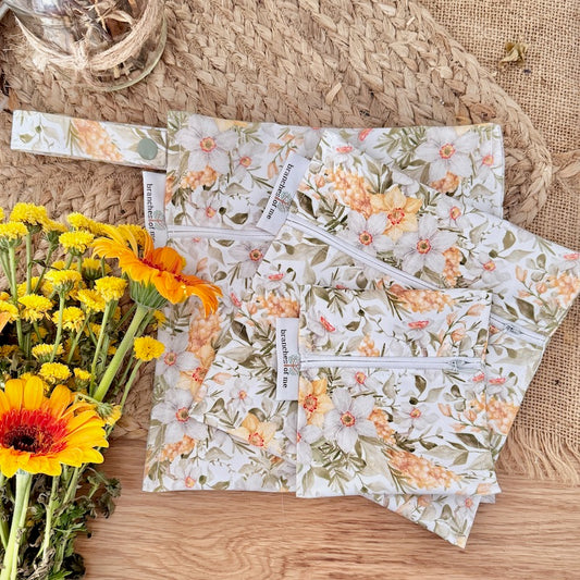 Yellow love Handmade Washable Snack/Wet Bag