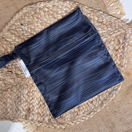 Navy Waves Washable Handmade Snack/Wet Bag