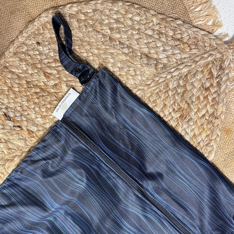 Navy Waves Washable Handmade Snack/Wet Bag