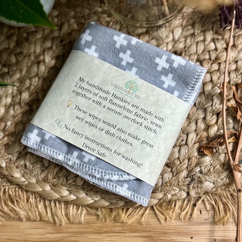 2ply Flannelette Handmade Hankies | Face Wipes | Tissues