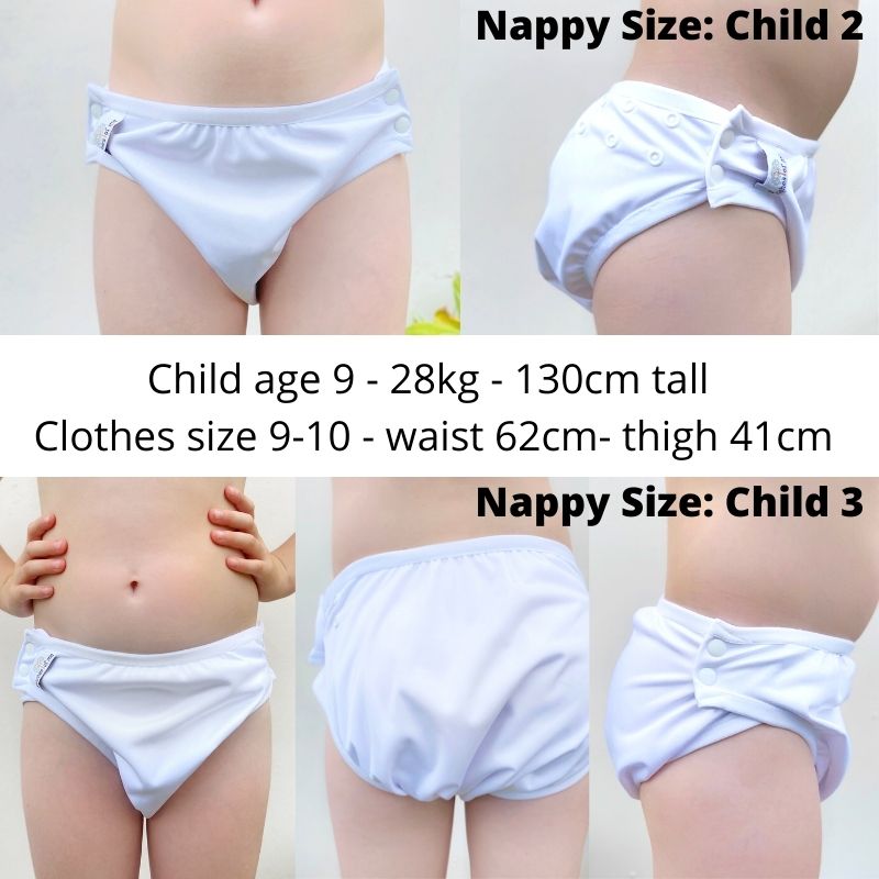 Disability reusable swim nappy sizing