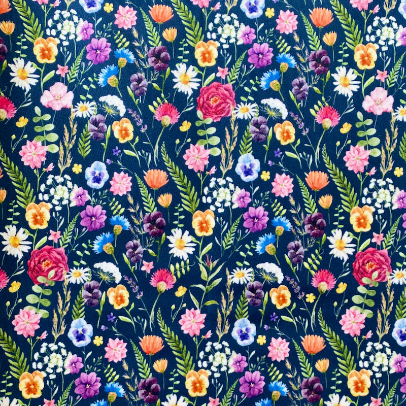 Navy Flower Garden Handmade Washable Snack/Wet Bag