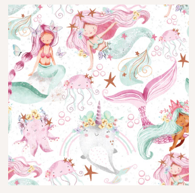 Mermaids Washable Handmade Snack/Wet Bag