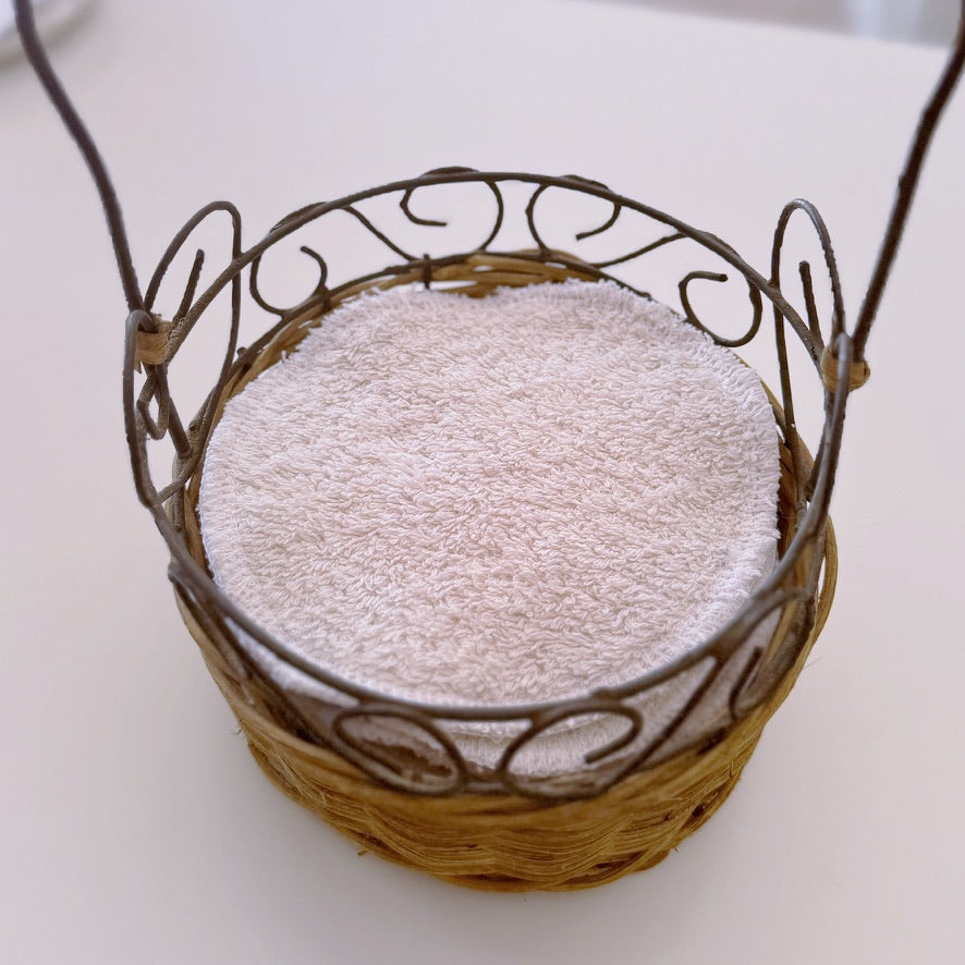 Basket With Handle and Round Cloth Wipes