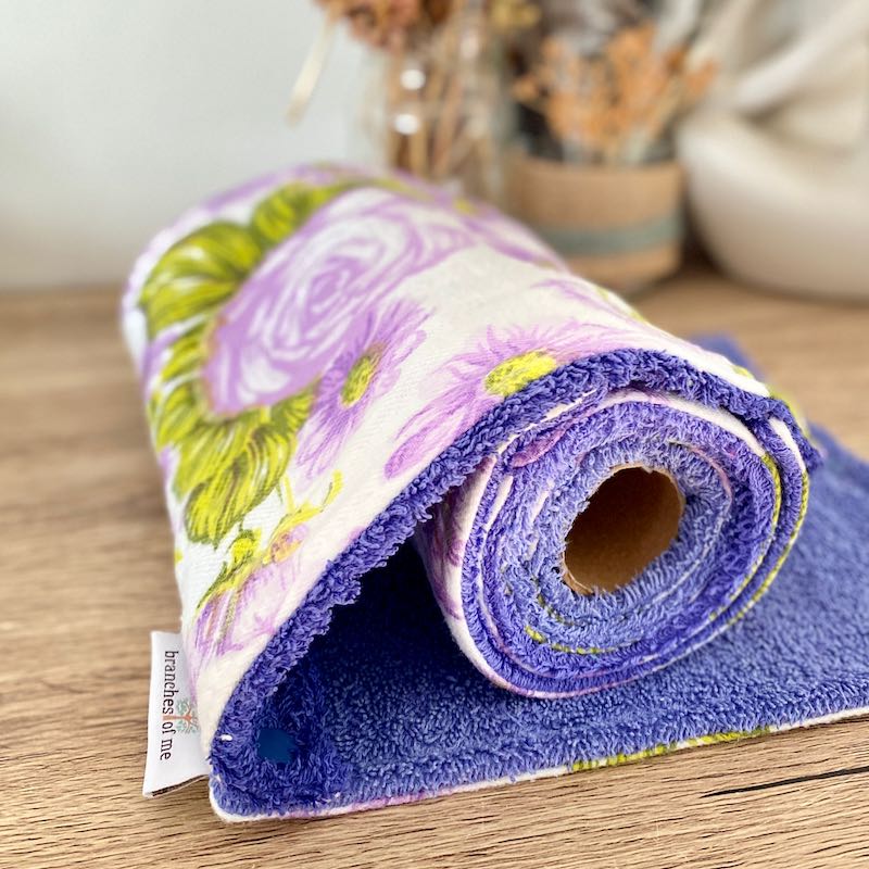 Vintage Purple Daisy Non-Paper Towel Roll | Unpaper Towels