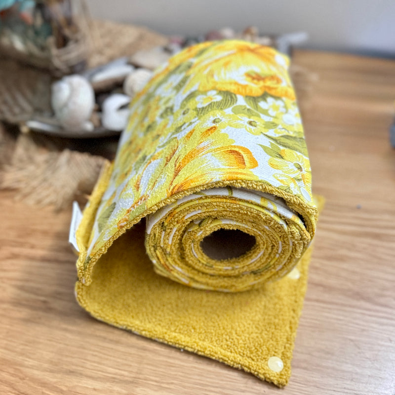 Ready To Ship ~ Premade Vintage Yellow Blossom Non Paper Towel ~  with yellow towel