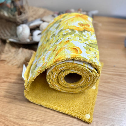 Ready To Ship ~ Premade Vintage Yellow Blossom Non Paper Towel ~  with yellow towel