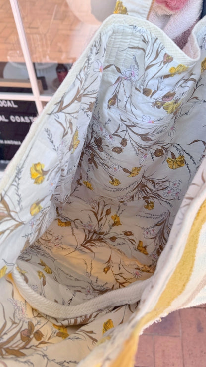 Upcycled Towelling Beach Bags ~ Sunny Yellows