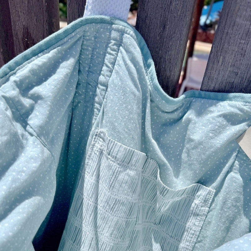 Upcycled Towelling Beach Bags ~ Soft teals ~