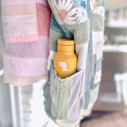 Upcycled Towelling Beach Bags ~ Soft teals ~