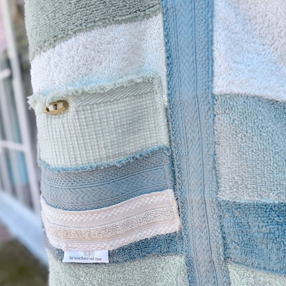 Upcycled Towelling Beach Bags ~ Soft teals ~